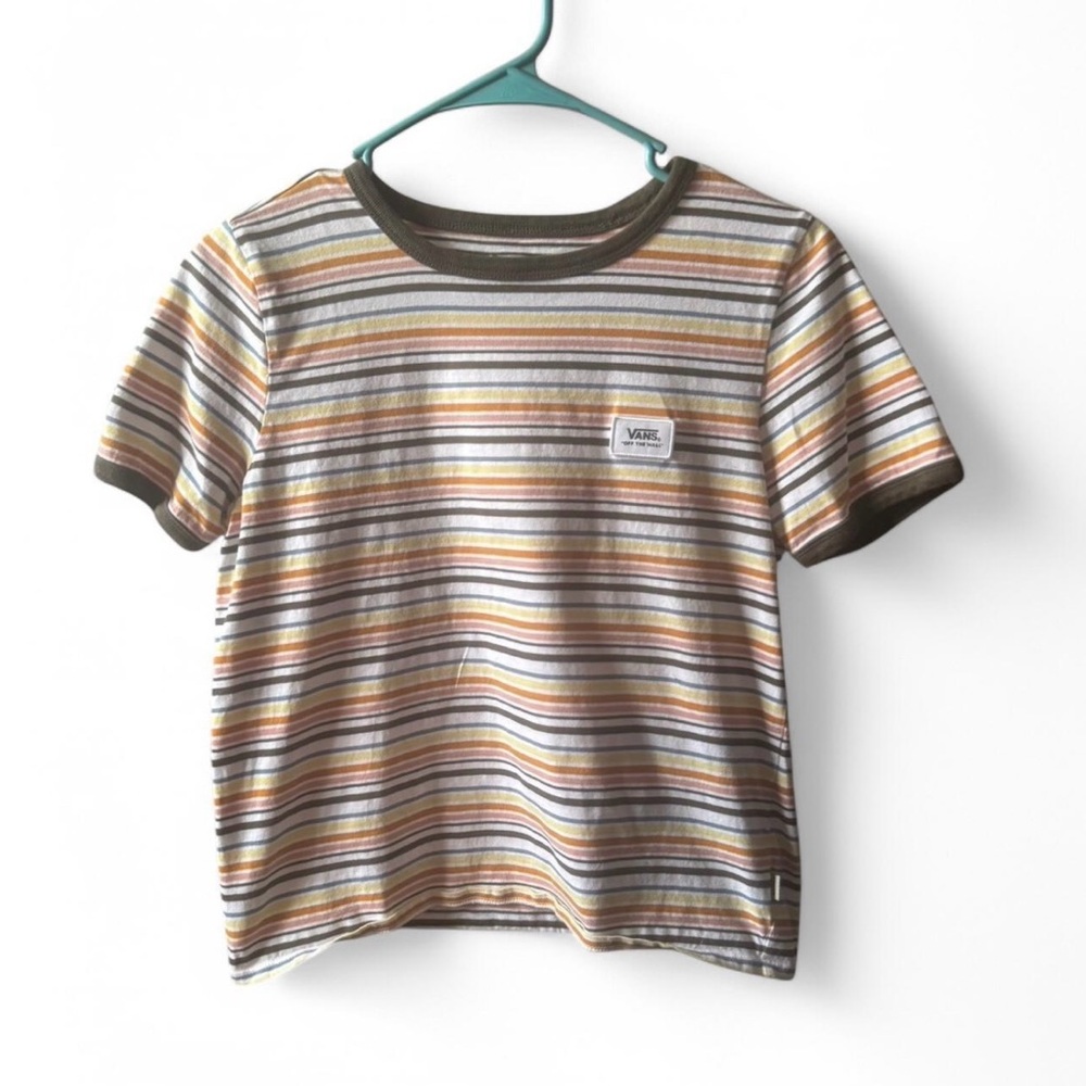 vans striped short sleeve t-shirt in multi-colored hues